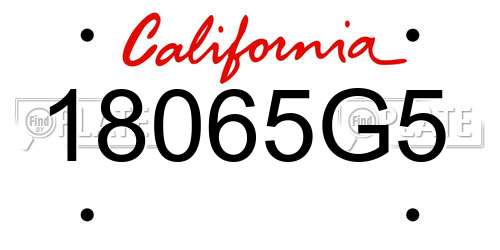 18065G5 California License Plate