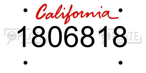 1806818 California License Plate