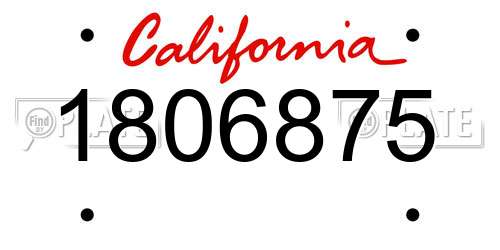 1806875 California License Plate