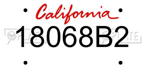 18068B2 California License Plate