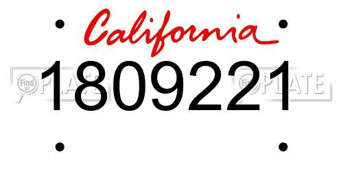 1809221 California License Plate