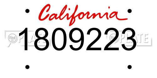 1809223 California License Plate
