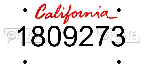 1809273 California License Plate