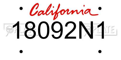 18092N1 California License Plate