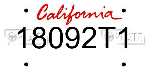18092T1 California License Plate