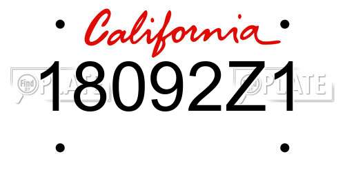18092Z1 California License Plate