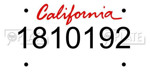 1810192 California License Plate