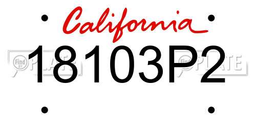 18103P2 California License Plate