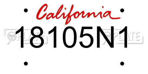 18105N1 California License Plate