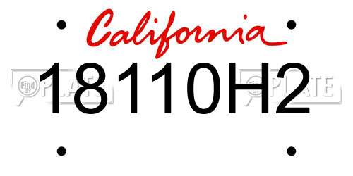 18110H2 California License Plate