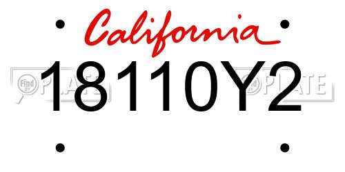 18110Y2 California License Plate