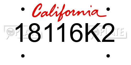 18116K2 California License Plate