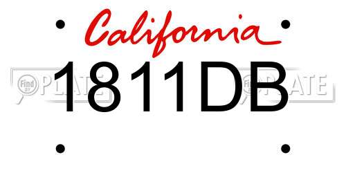 1811DB California License Plate