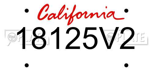 18125V2 California License Plate