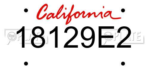 18129E2 California License Plate