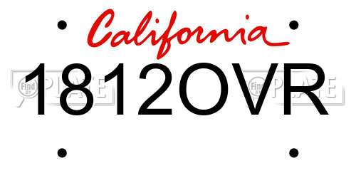 1812OVR California License Plate