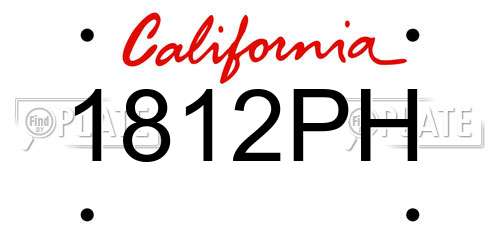 1812PH California License Plate