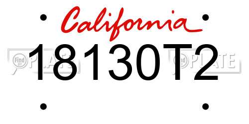 18130T2 California License Plate