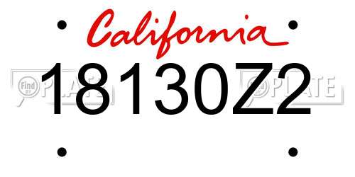 18130Z2 California License Plate