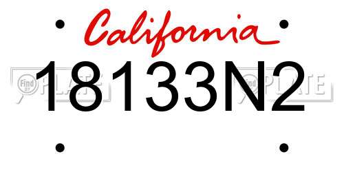 18133N2 California License Plate