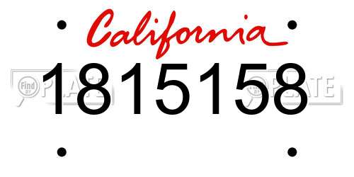 1815158 California License Plate