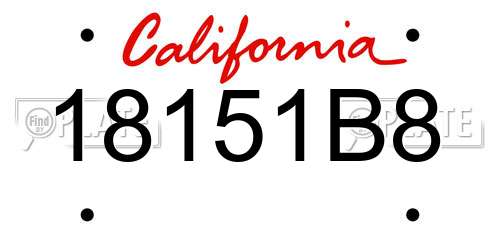 18151B8 California License Plate