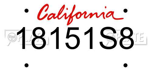18151S8 California License Plate