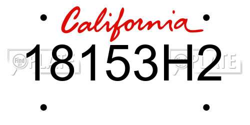 18153H2 California License Plate