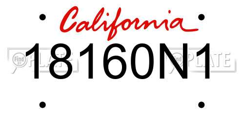 18160N1 California License Plate