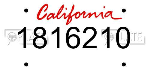 1816210 California License Plate