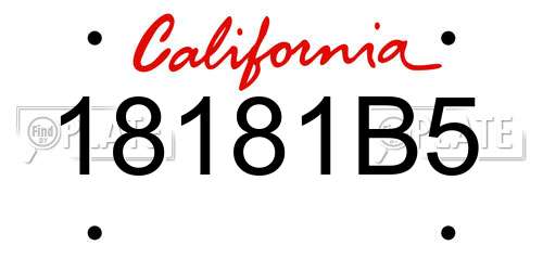 18181B5 California License Plate