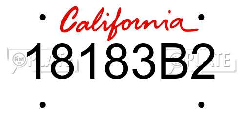 18183B2 California License Plate