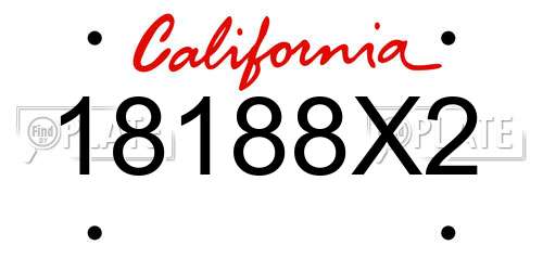 18188X2 California License Plate