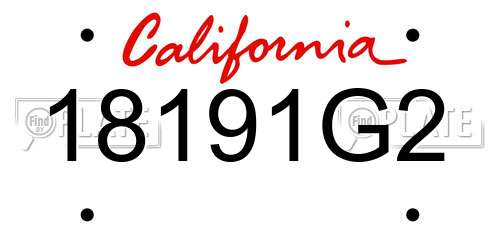 18191G2 California License Plate