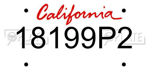18199P2 California License Plate