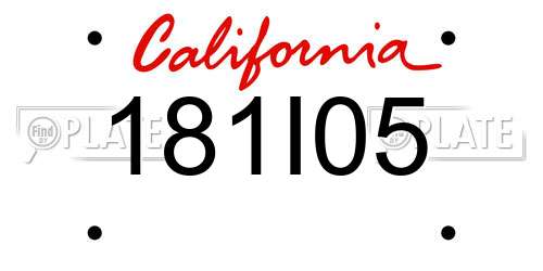 181I05 California License Plate