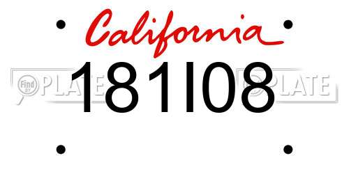 181I08 California License Plate