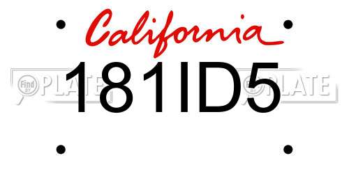 181ID5 California License Plate