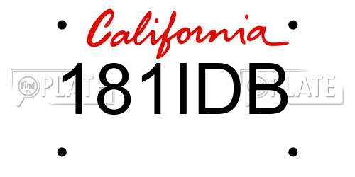 181IDB California License Plate
