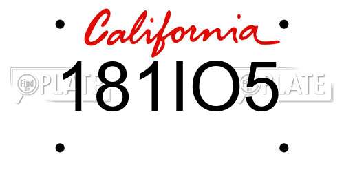 181IO5 California License Plate