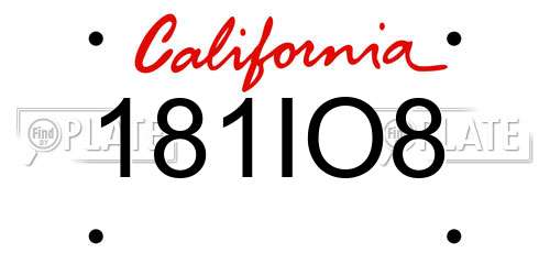 181IO8 California License Plate
