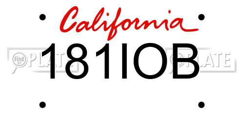 181IOB California License Plate