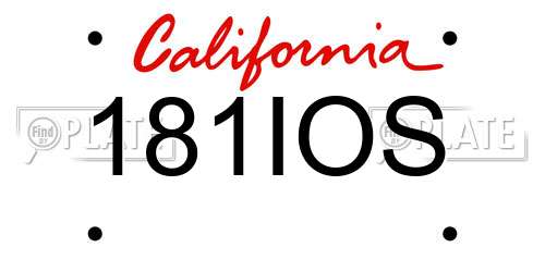 181IOS California License Plate