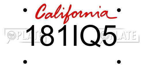 181IQ5 California License Plate