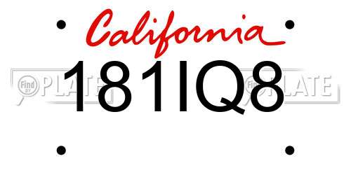 181IQ8 California License Plate
