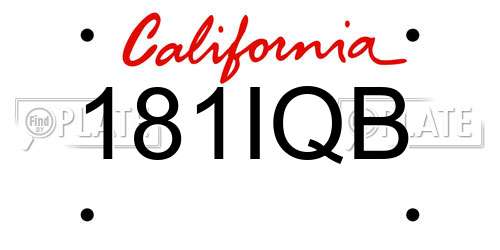 181IQB California License Plate