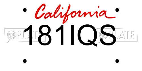 181IQS California License Plate