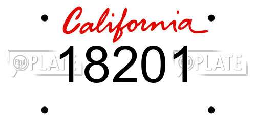 18201 California License Plate