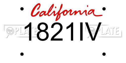 1821IV California License Plate