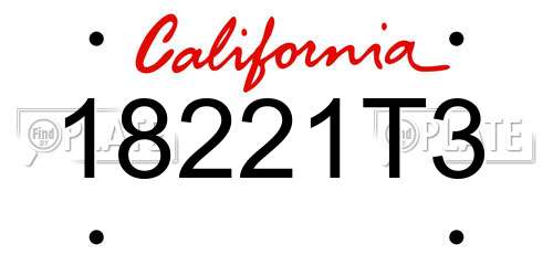 18221T3 California License Plate